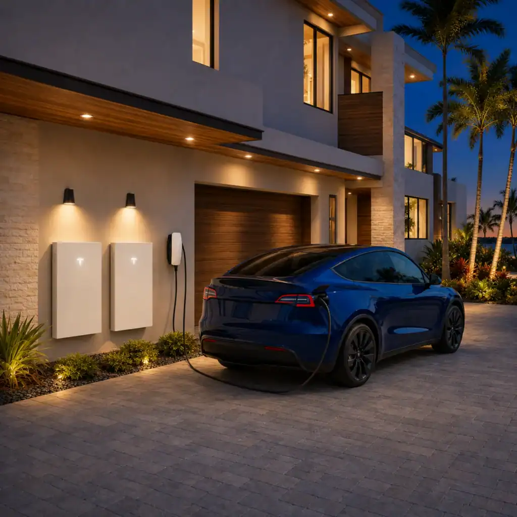 Tesla Powerwall 3 installed at dusk