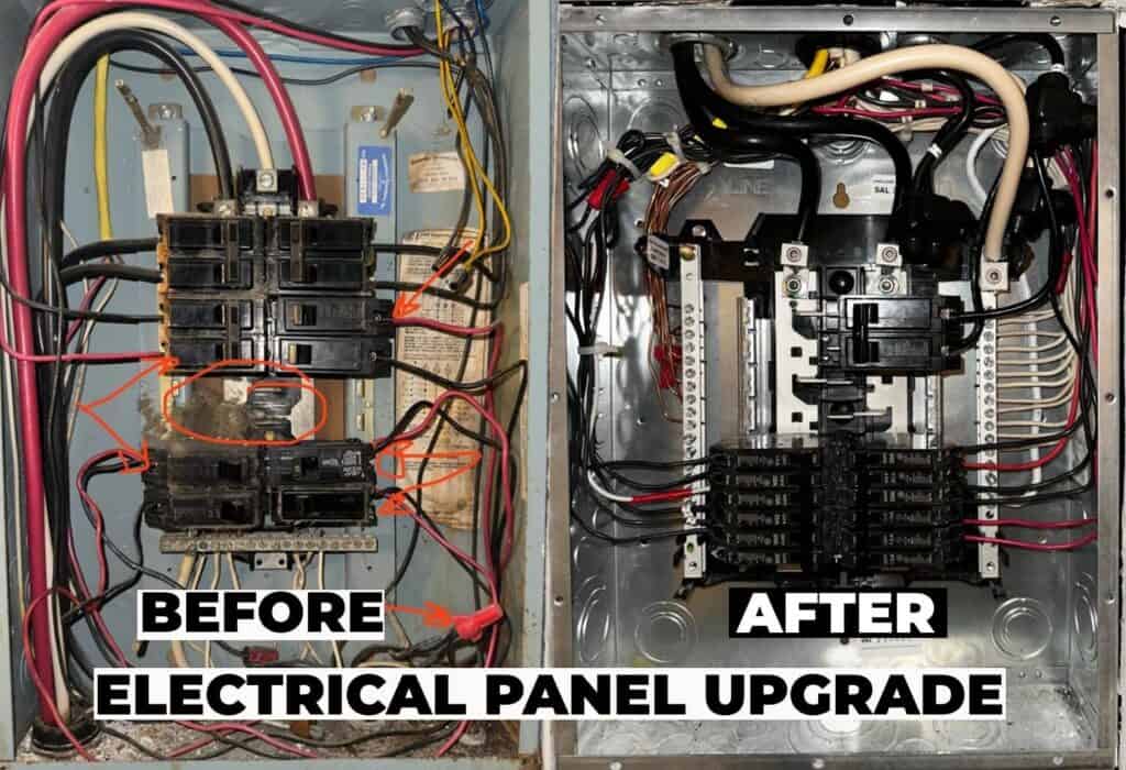 Before and after electrical panel replacement by Add Solar & Electrical